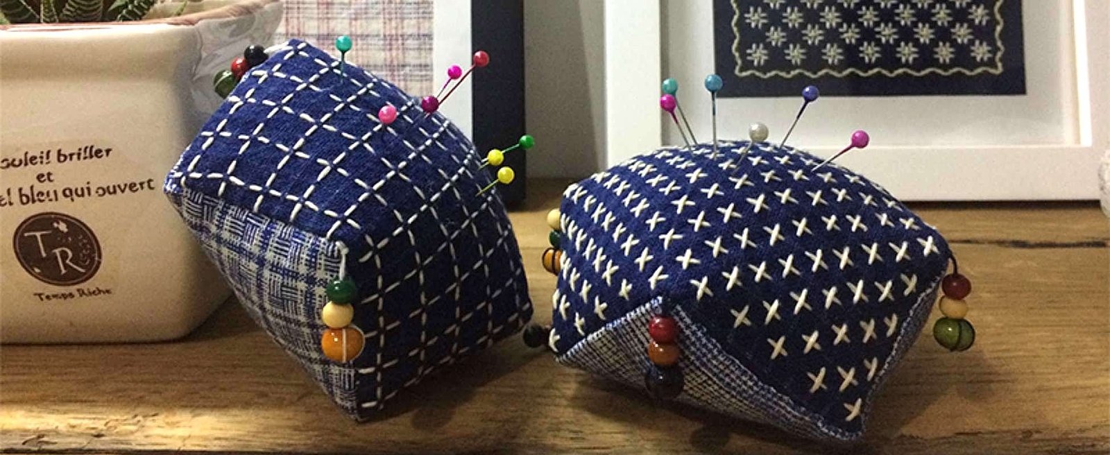 Sashiko embroidery pin cushion