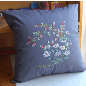 Pincushion Flower and Bush-clover Cushion Cover Embroidery Kit
