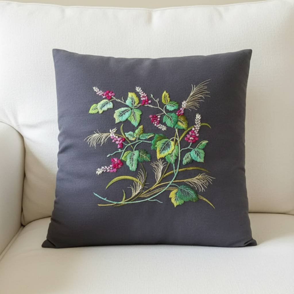 Vine and Grass Cushion Cover Embroidery Kit