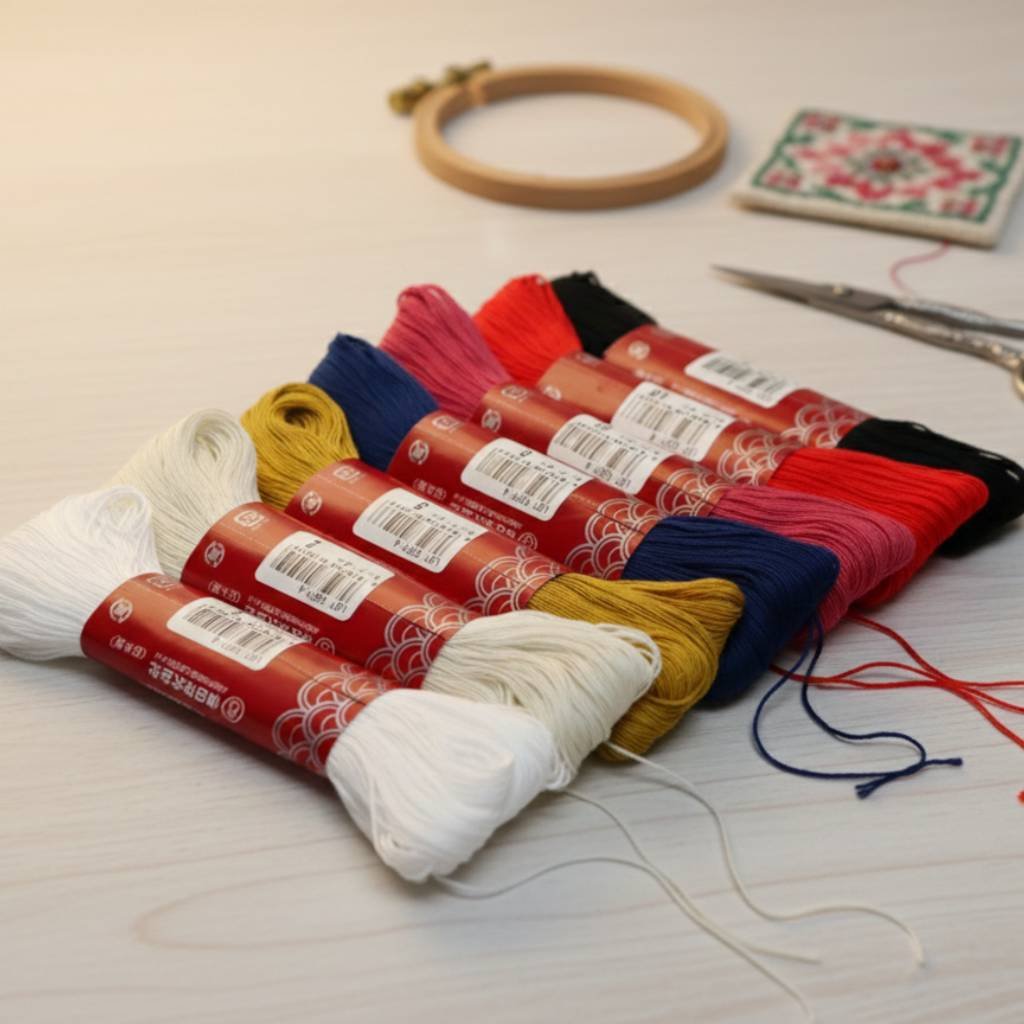 Daruma Sashiko Thread – Thick type, 100 meter skein | Solid Colors by Yokota